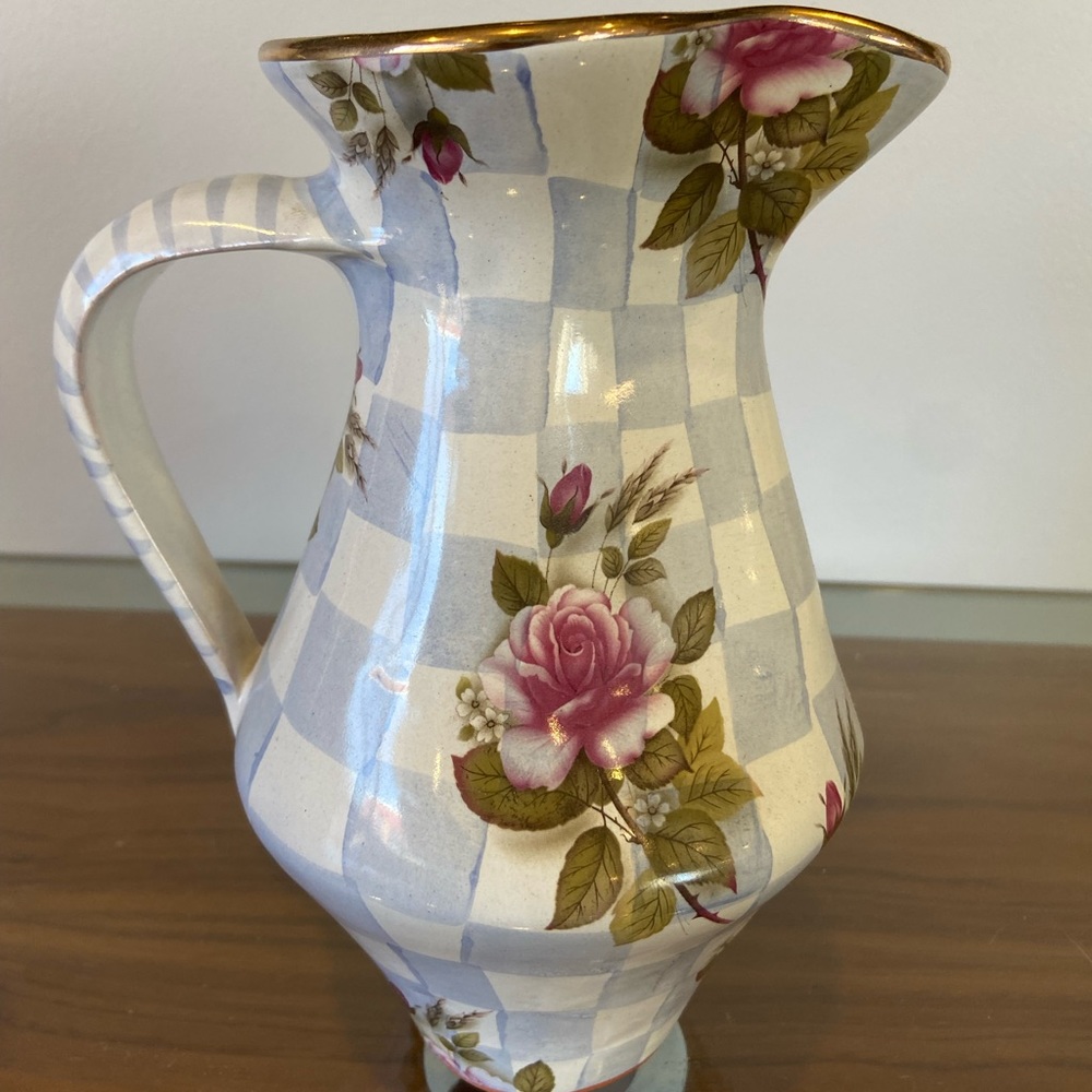 Mackenzie Childs Honeymoon Morning Glory blue Pitcher